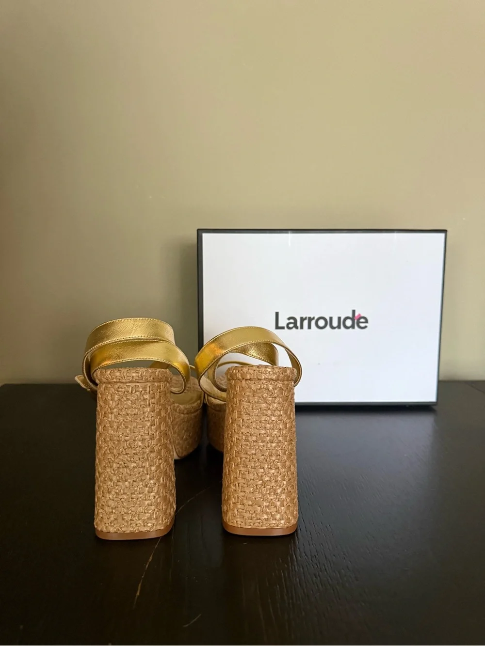Larroude Metallic Gold Platform Sandals
